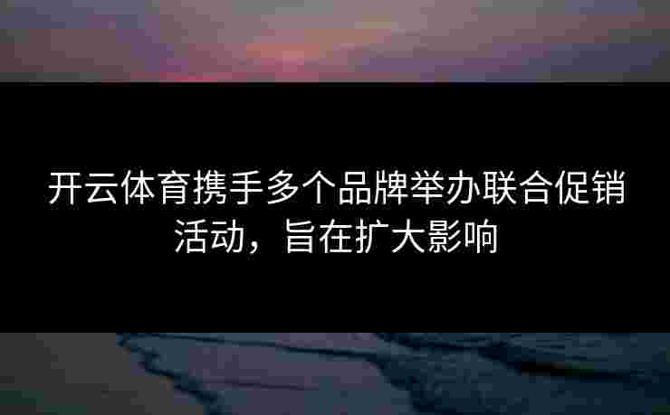 开云体育携手多个品牌举办联合促销活动，旨在扩大影响