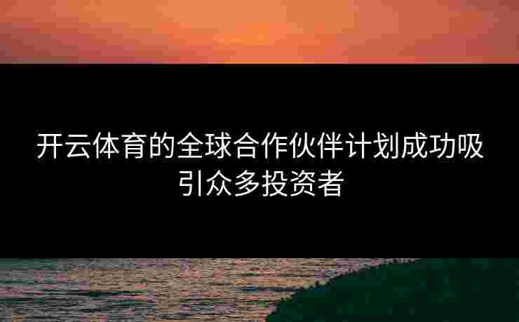 开云体育的全球合作伙伴计划成功吸引众多投资者